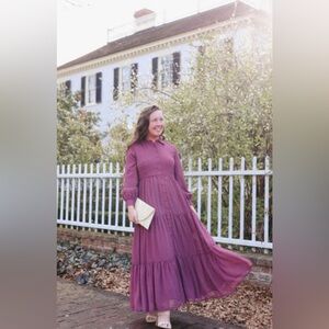 Country side cottage dress in berry color
